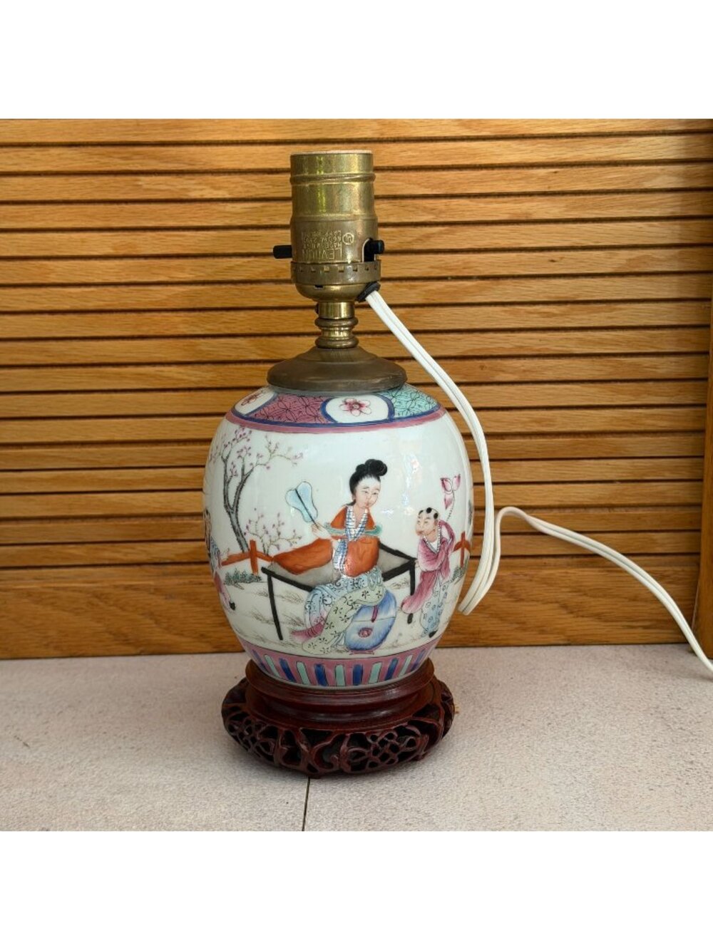 Early 20th C. Hua Cha Gong Si Republic Period Chinese Tea Caddy Mid-Century Lamp